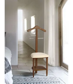 Galán 361 con asiento en beige herrajes cromado satinado lacado nogal, 105 cm(alto)45 cm(ancho)41 cm(largo)