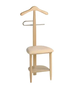 Galán 361 con asiento en beige herrajes cromado satinado lacado natural, 105 cm(alto)45 cm(ancho)41 cm(largo)