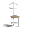 Galán 361 con asiento en beige herrajes cromado satinado lacado blanco, 105 cm(alto)45 cm(ancho)41 cm(largo)