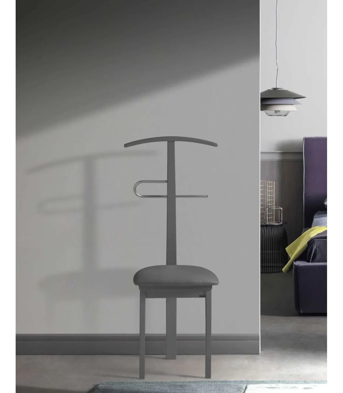 Galán 364 con asiento herrajes cromado satinado lacado en gris, 108 cm(alto)46 cm(ancho)44 cm(largo)