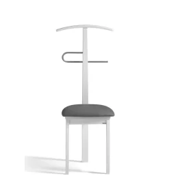 Galán 364 con asiento herrajes cromado satinado lacado en blanco, 108 cm(alto)46 cm(ancho)44 cm(largo)