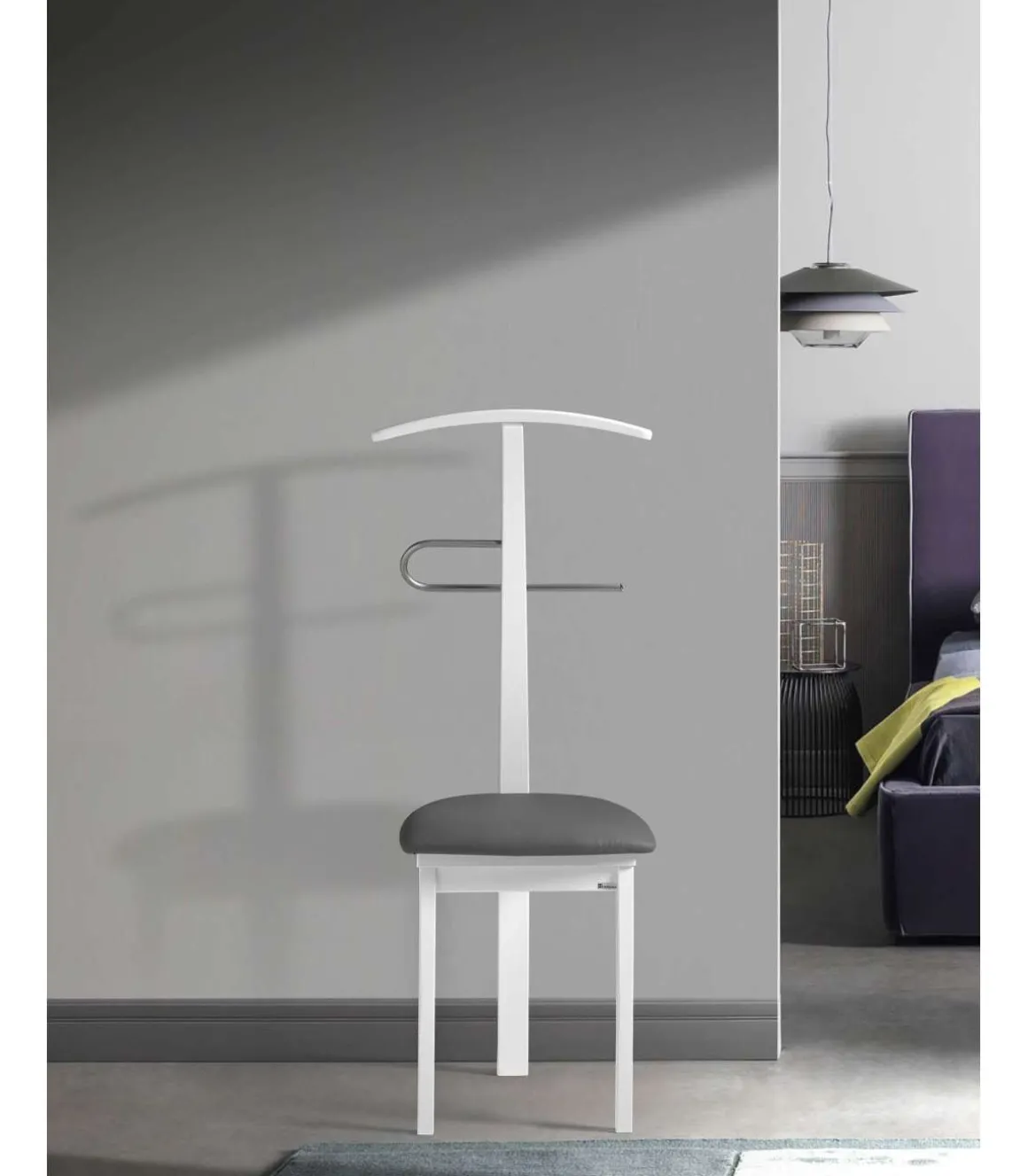 Galán 364 con asiento herrajes cromado satinado lacado en blanco, 108 cm(alto)46 cm(ancho)44 cm(largo)