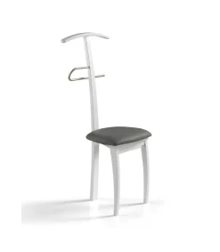 Galán 364 con asiento herrajes cromado satinado lacado en blanco, 108 cm(alto)46 cm(ancho)44 cm(largo)