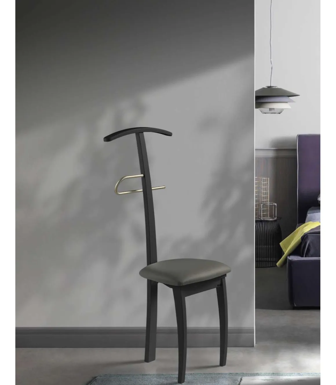 Galán 364 con asiento herrajes cromado satinado lacado en negro, 108 cm(alto)46 cm(ancho)44 cm(largo)