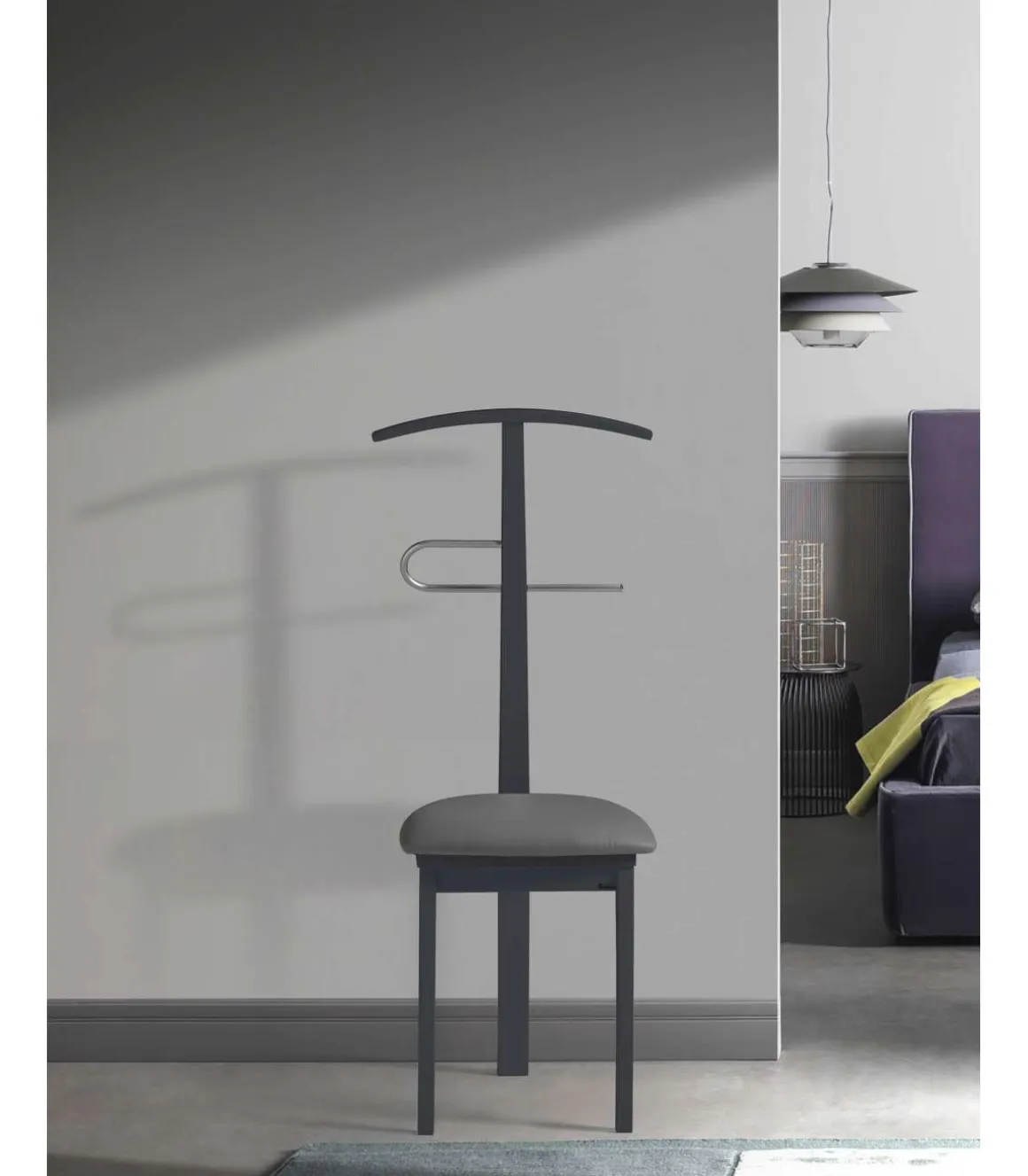 Galán 364 con asiento herrajes cromado satinado lacado en azul, 108 cm(alto)46 cm(ancho)44 cm(largo)