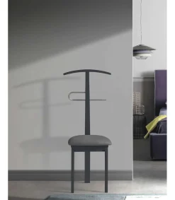 Galán 364 con asiento herrajes cromado satinado lacado en azabache, 108 cm(alto)46 cm(ancho)44 cm(largo)
