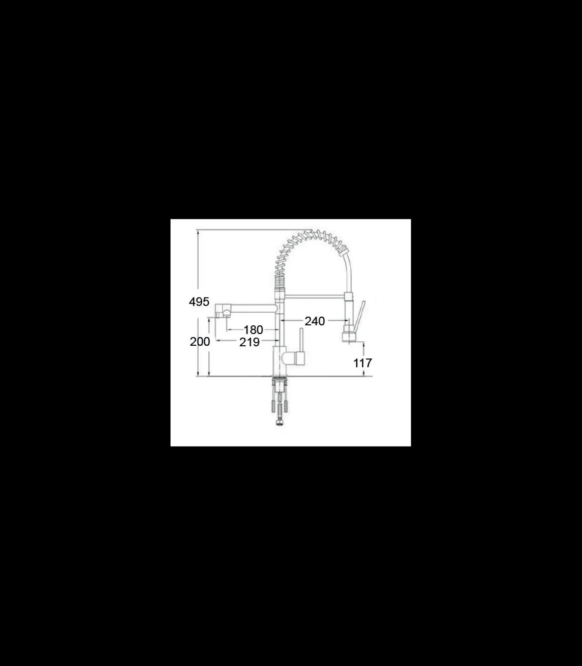 Grifo Monomando Fregadero Columna Industrial Doméstico cromo. 49.5cm(alto) 24cm(largo).