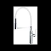Grifo Monomando Fregadero Extraible Curvo Luna cromo/blanco. 49cm(alto) 21.5cm(largo).