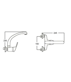 Grifo monomando Fregadero Pared Nova Caño Fundido ancho 15 cm.