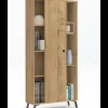 Librería Kamet con puerta corredera acabado roble gold, 180cm(alto) 80cm(ancho) 30cm(fondo).