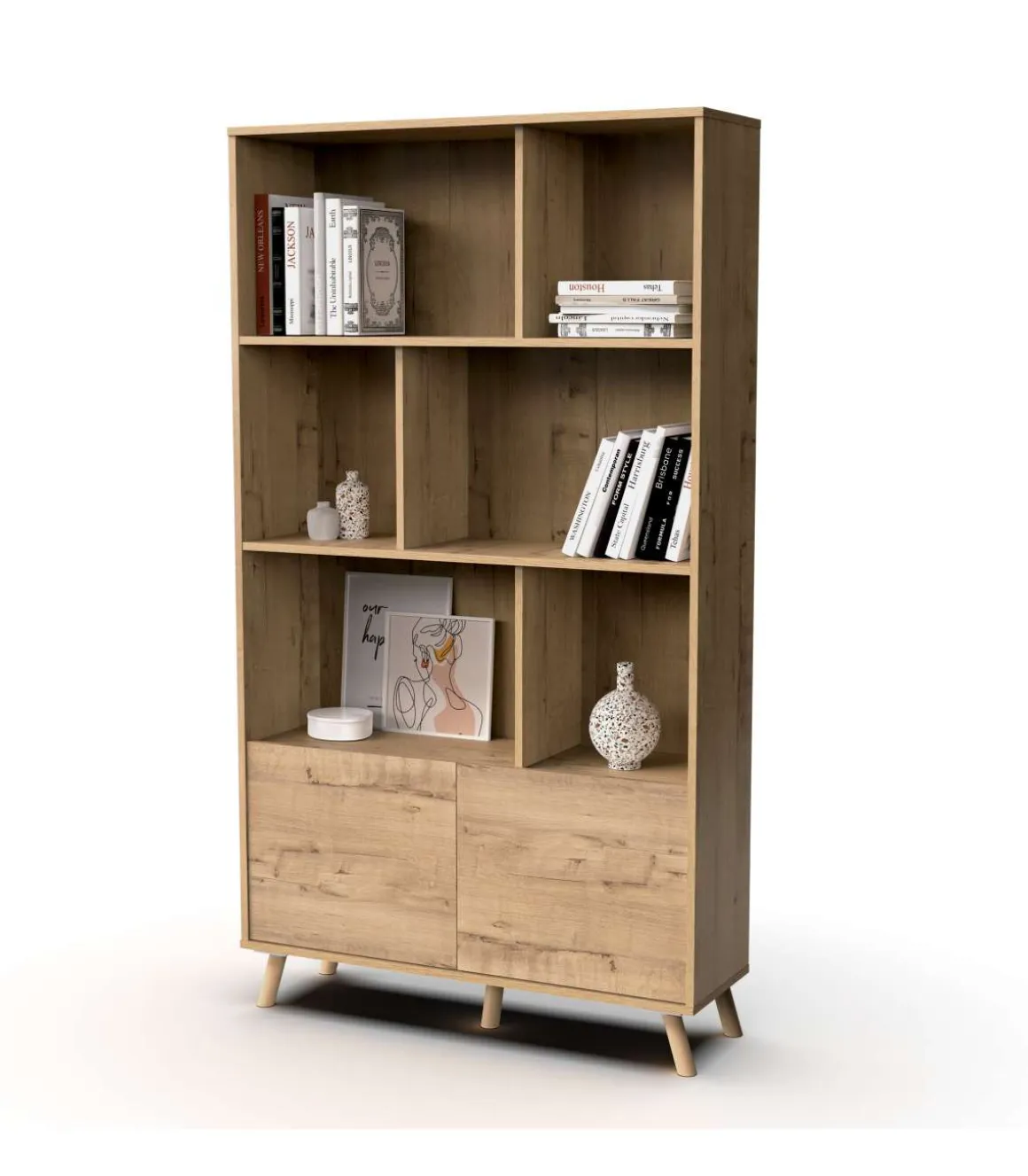 Librería Oslo acabado roble gold, 180cm(alto) 100cm(ancho) 30cm(fondo)
