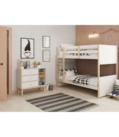Litera 90 cm Tiana cera blanco/natural Largo: 200 cm Ancho: 104.5 cm Alto: 155 cm