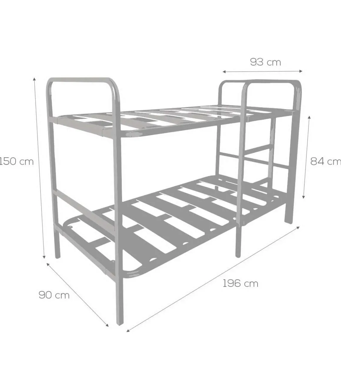 Litera de metal para dormitorio juvenil. 150cm(alto) 190cm(largo) 90cm(ancho).