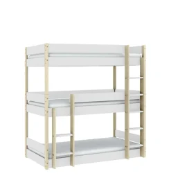 Litera triple juvenil modelo Tibet acabado blanco/cera blanca, 107.9cm(ancho) 200.4cm(largo) 197.6cm(alto).