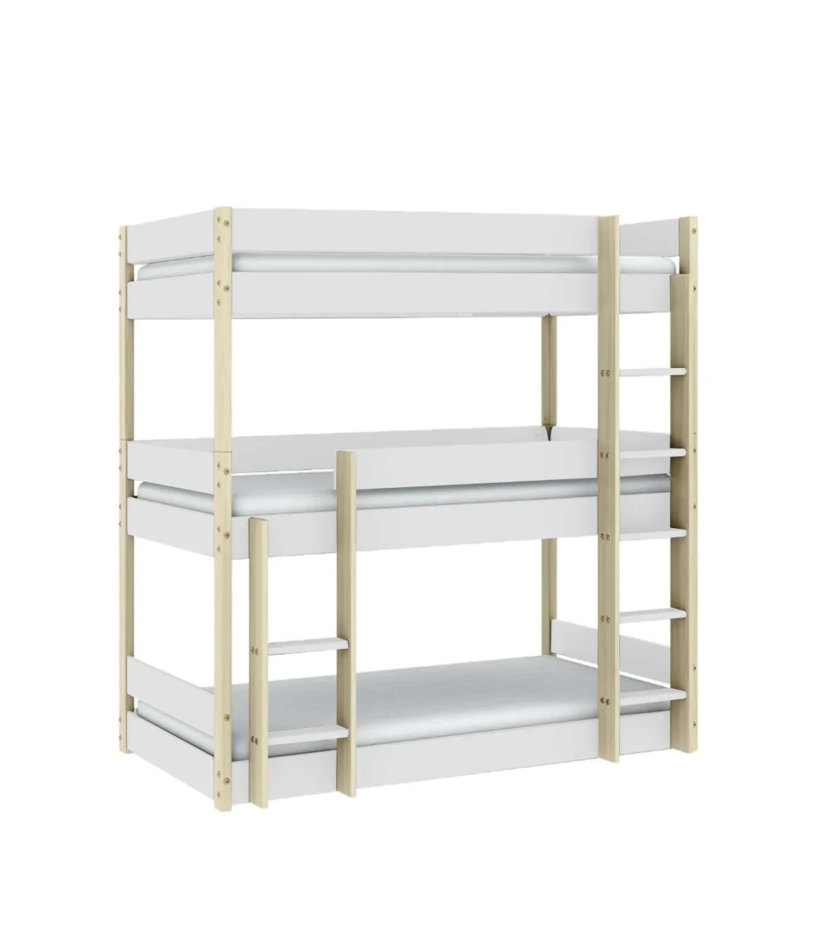 Litera triple juvenil modelo Tibet acabado blanco/cera blanca, 107.9cm(ancho) 200.4cm(largo) 197.6cm(alto).