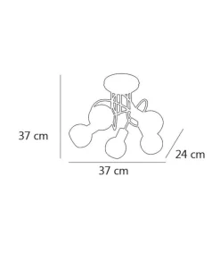 Lámpara a techo 5 luces Vera niquel satinado 37cm(alto)37 cm(ancho)24 cm(largo)