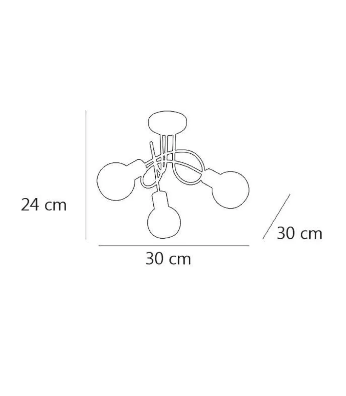 Lámpara a techo 3 luces Vera niquel satinado 24cm(alto) 30cm(ancho) 30cm(largo)