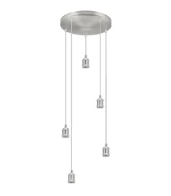 Lámpara circular 5 luces modelo Eduardo acabado niquel satinado 40 cm(alto) 9 cm(ancho) 9 cm (fondo)