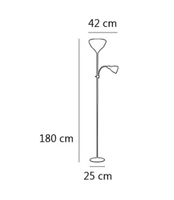 Lámpara de pie negro modelo Milo 2 luces 180 cm(alto) 50 cm(ancho)25 cm(fondo
