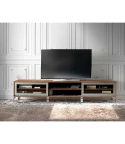 Módulo TV en nogal Aroa, 240 x 55 x 50 cm (largo x ancho x alto)