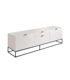 Módulo TV lacado en blanco Amaia, 180 x 45 x 53 cm (largo x ancho x alto)