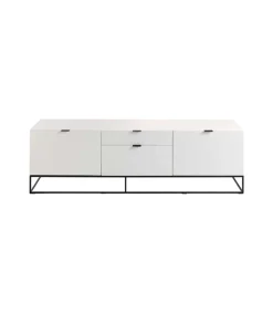 Módulo TV lacado en blanco Amaia, 180 x 45 x 53 cm (largo x ancho x alto)