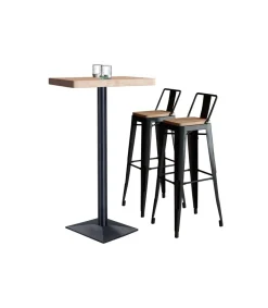 Mesa Alta Bar Moss acabado roble nordish/negro, 110cm(alto) 60cm(ancho) 60cm(largo)