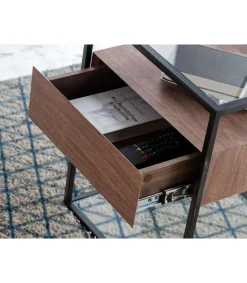 Mesa auxiliar chapado en nogal Arlet, 43 x 43 x 54 cm (alto x ancho x alto)