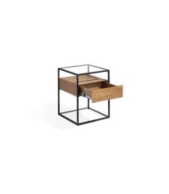Mesa auxiliar chapado en nogal Arlet, 43 x 43 x 54 cm (alto x ancho x alto)