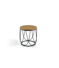 Mesa auxiliar Delia acabado roble, 42cm (diámetro) x 40 cm (alto)