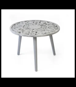 Mesa auxiliar redonda barata acabado gris, 46cm(alto) 48cm(ancho) 36cm(largo)