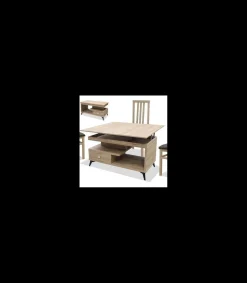 Mesa centro convertible en mesa de comedor acabado cambrian, 64cm(alto) 113cm(ancho) 58/116cm(largo)
