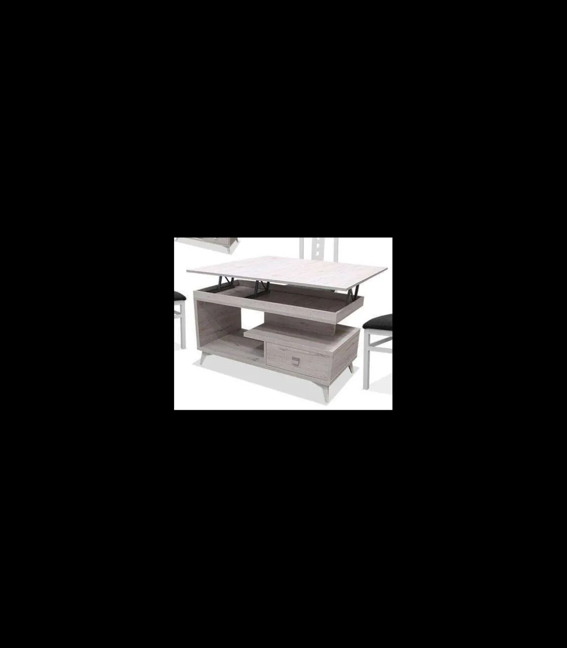 Mesa centro convertible en mesa de comedor acabado blanco artico, 64cm(alto) 113cm(ancho) 58/116cm(largo)