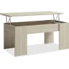 Mesa centro elevable acabado sable, 45 cm(alto)100 cm(ancho)50 cm(largo)