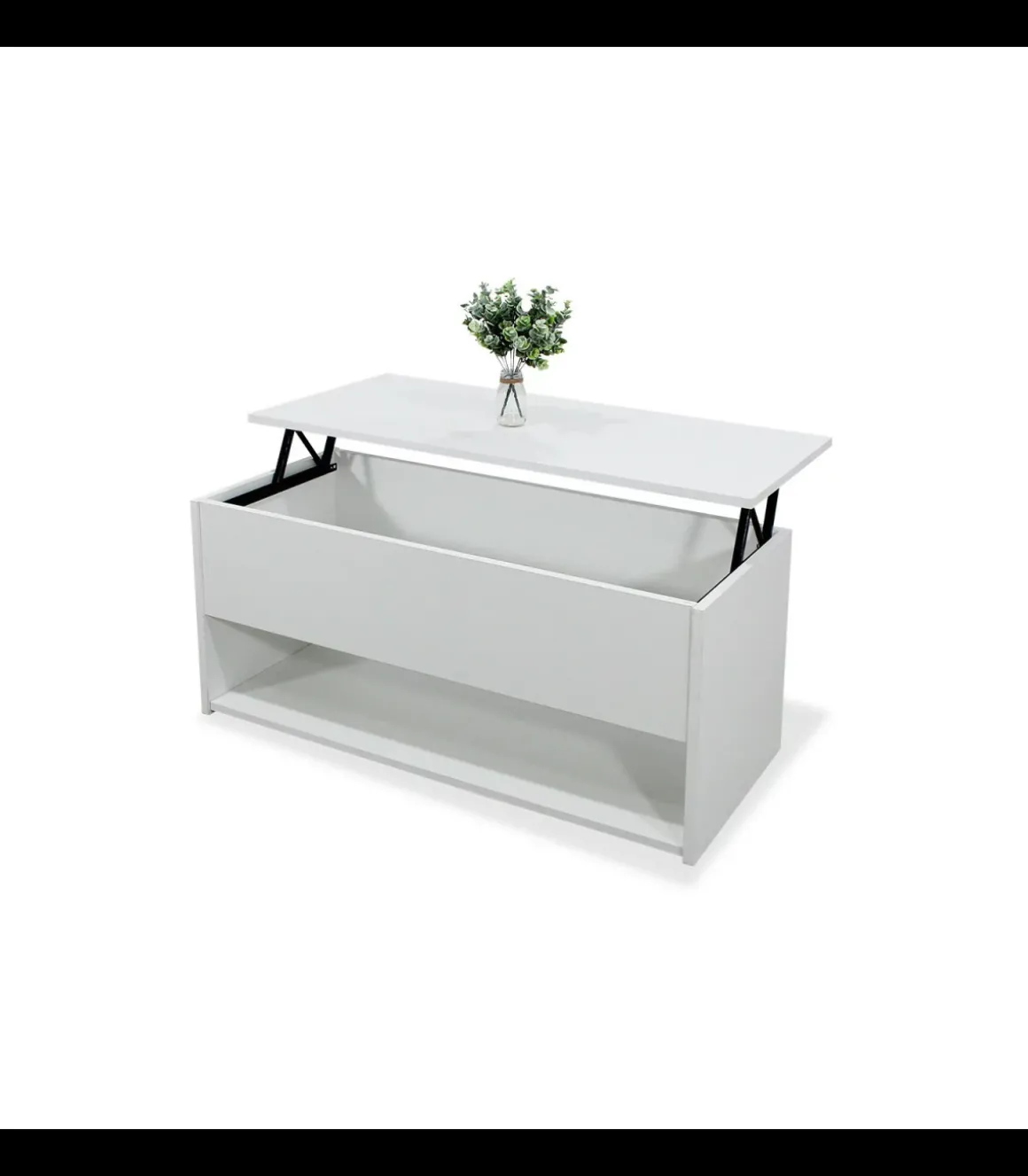 Mesa centro elevable acabado blanco, 50cm(alto) 108cm(ancho) 50cm(largo)