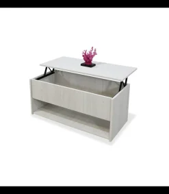 Mesa centro elevable acabado blanco polar, 50cm(alto) 108cm(ancho) 50cm(largo)