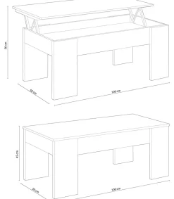 Mesa centro elevable Andujar en blanco artik y cemento 45-56cm(alto) 100cm(ancho) 50cm(largo)
