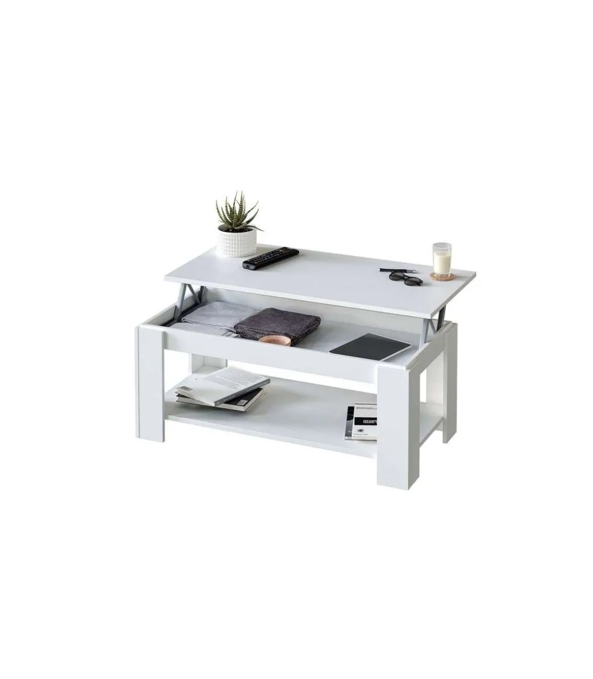 Mesa centro elevable Arboleas en acabado blanco artik 43/54 cm(alto)102 cm(ancho)50 cm(largo)