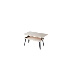 Mesa centro elevable Berg acabado roble nordish/negro, 120cm (largo) 60cm (ancho) 47/64cm (alto).
