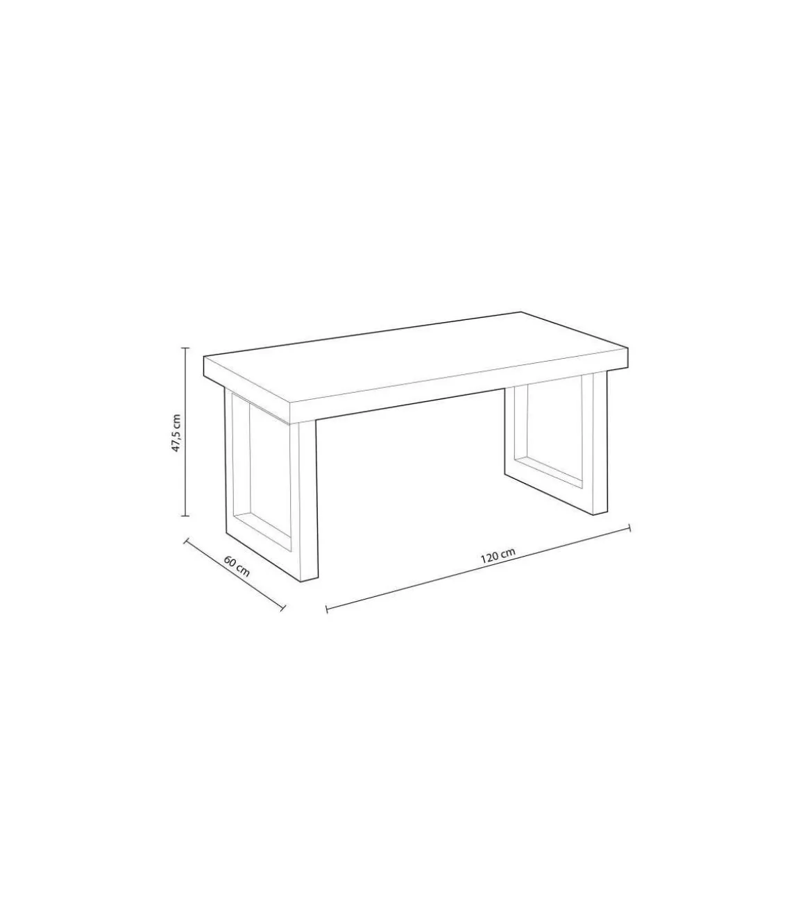 Mesa centro elevable Loft color roble nordish estructura en blanco 47,5 cm(alto)120 cm(ancho)60 cm(largo)
