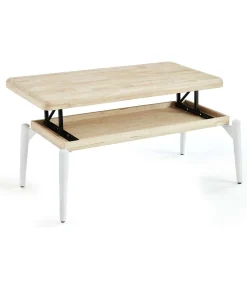 Mesa centro elevable Moon acabado roble nordish/blanco, 120cm (largo) 60cm (ancho) 47/62cm (alto).