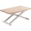 Mesa centro elevable y extensible Natural acabado roble patas blancas, 57-114 cm(fondo) 110/114 cm (ancho) 49/76(alto).