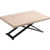 Mesa centro elevable Zoe tapa recta acabado roble nordish/negro, 120cm(largo) 80cm (ancho) 46/76(alto).
