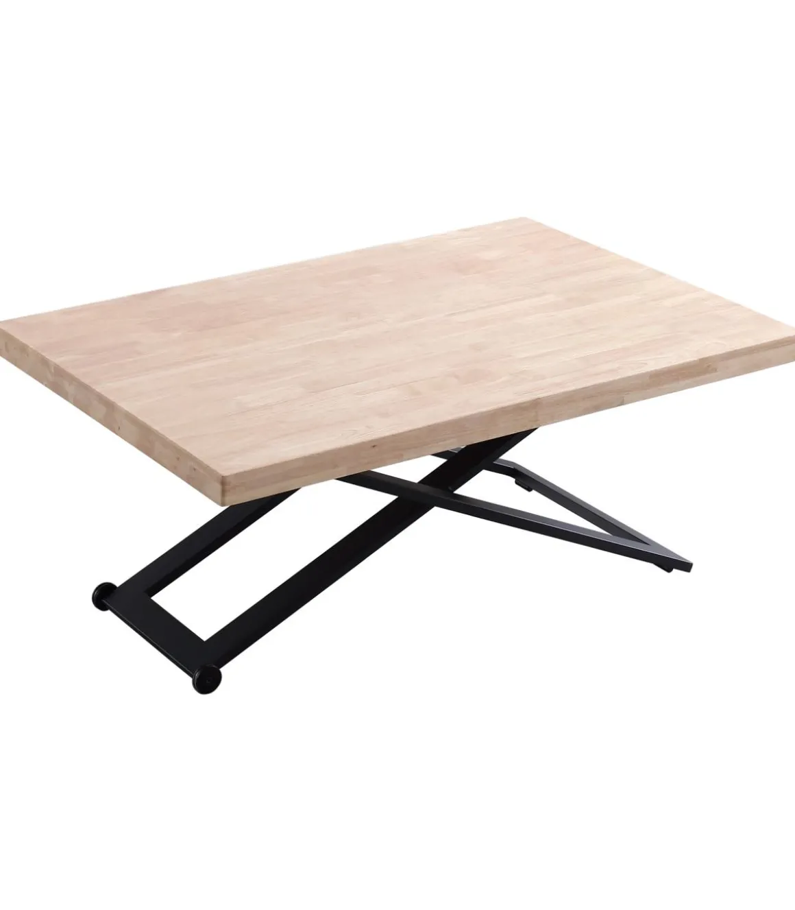 Mesa centro elevable Zoe tapa recta acabado roble nordish/negro, 120cm(largo) 80cm (ancho) 46/76(alto).