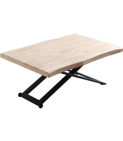 Mesa centro elevable Zoe tapa con forma acabado roble nordish/negro, 120cm (largo) 80cm (ancho) 49/79cm (alto).