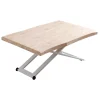 Mesa centro elevable Zoe tapa con forma acabado roble nordish/blanco, 120cm (largo) 80cm (ancho) 49/79cm (alto).