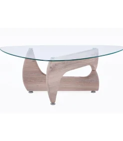 Mesa centro Leyna para salón acabado roble y cristal 40 cm(alto)110 cm(ancho)70 cm(largo)