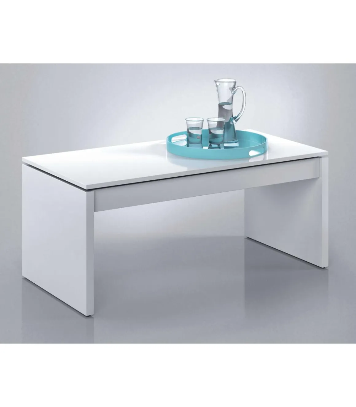 Mesa centro Lucar elevable en acabado blanco brillo 43/52 cm(alto)102 cm(ancho)50 cm(largo)
