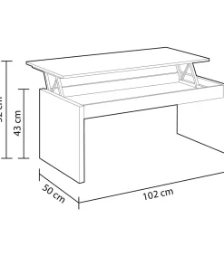 Mesa centro Lucar elevable en acabado blanco brillo 43/52 cm(alto)102 cm(ancho)50 cm(largo)