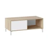Mesa centro modelo Luna acabado roble/blanco. Medidas: 100 cm (Ancho) x 50 cm (Fondo) x 40 cm (Alto)